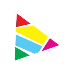 creative color art triangle frame red blue green yellow pink logo design