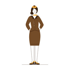 Stewardess wearing uniform. Female airlines employee flat vector illustration. Job, occupation, travel concept for banner, website design or landing web page