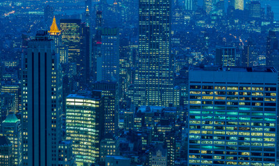 View of New York Manhattan during sunset hours