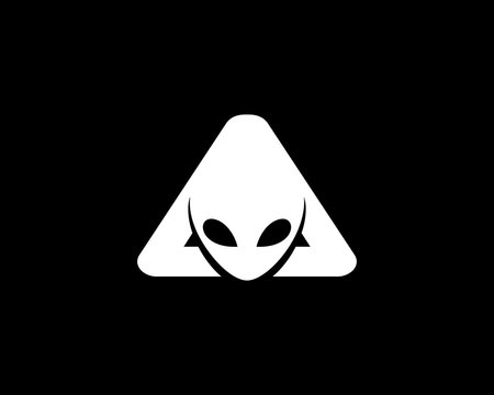 Alien head in letter A logo