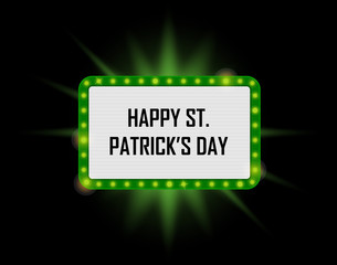 vector neon shining st. patrick's billboard in retro style