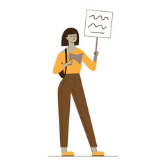 Woman holding megaphone. Protest activist showing placard flat vector illustration. Conflict, movement, campaign concept for banner, website design or landing web page