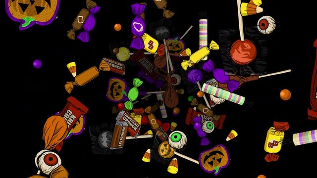 Flying Through Halloween Candy on Black