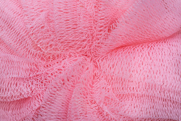 Pink shower puff close up