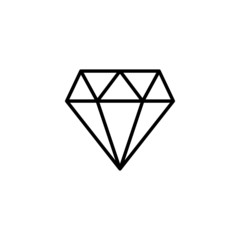 Diamond line icon. Outline logo isolated on white background, precious crystal stone sign for web design, app, mobile concept. Game diamond vector editable stroke