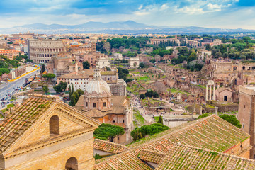 Fototapeta na wymiar cityscape of Rome city, Italy. aerial view