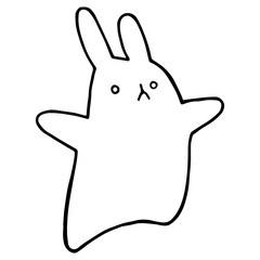 Jpeg illustration. Hand drawing cartoon rabbit. Isolated on a white. Minimalistic design. Black lines. Cute character. The original print.