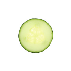 Green cucumber slice isolated on white background