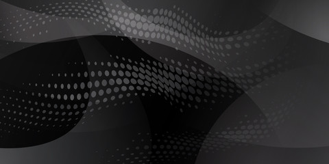 Obraz premium Abstract background made of halftone dots and curved lines in black and gray colors