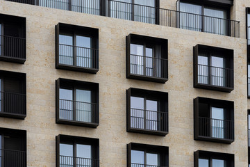 Fototapeta premium black frame and shuttered window black windows of the building