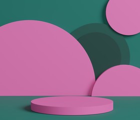 3d abstract minimal geometric forms. Glossy luxury podium for your design. Fashion show stage,pedestal, shopfront in colorful theme.