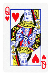 Queen of Hearts playing card - isolated on white (clipping path included)