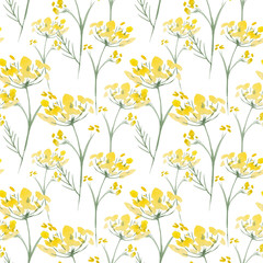 Seamless pattern. Yellow wildflowers. Background banner.
