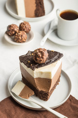 A piece of a mousse cake 