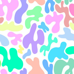 Abstract pattern of colored spots on a white background. Delicate design for children's textiles, clothing, tableware, printing.