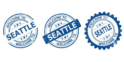 welcome to Seattle blue old stamp sale	