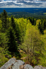 Fototapeta na wymiar Frühling im Naturpark Harz: Blick vom Trudenstein nach Süden