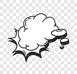 Hand drawn speech bubble explosion. Pop art design object. Comic book doodle element for dialog. Cartoon style vector collection