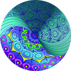 Beautiful asymmetric multi color mandala, symbol of world