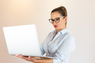 Young sexy woman with computer