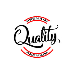 Premium quality hand written lettering for logo, label, badge. emblem, sign. Vector illustration on white background in vintage retro style. 