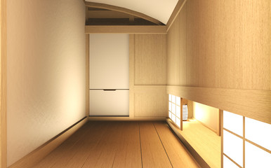 Scene empty room with decoraion and tatami mat floor.3D rendering