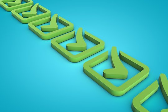 3D representation of a checklist on a blue background