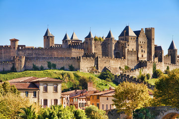 Fototapeta na wymiar View of the Famous Castle of Carcassonne, France