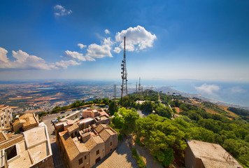 View from the Campanile of the Village of Erice on Sicily, Italy