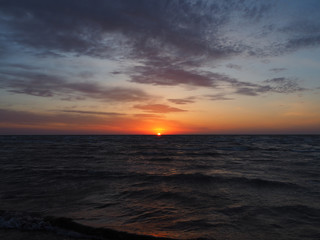 Fototapeta na wymiar The sun has just risen above the sea