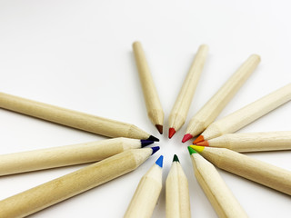 color pencils on a white background