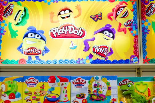 Kyiv, Ukraine - December 07, 2019: Play-Doh toys for sale in the store.