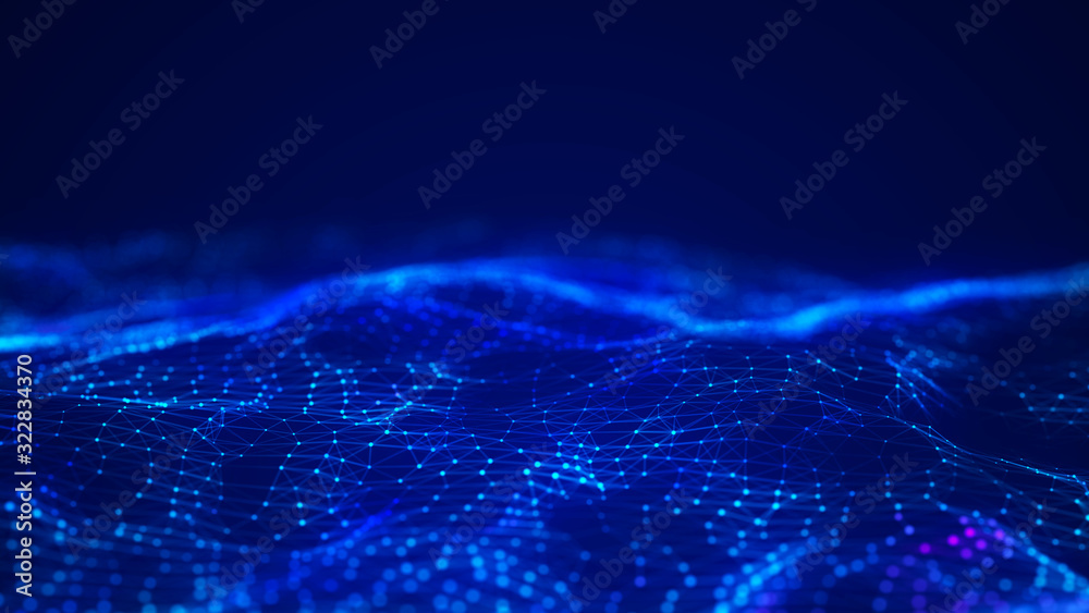 Poster Network connection dots and lines. Technology background. Plexus. Big data background. 3d rendering.
