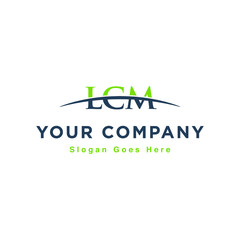 Initial letter LCM, overlapping movement swoosh horizon logo design inspiration in green and gray color vector