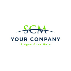 Fototapeta premium Initial letter SCM, overlapping movement swoosh horizon logo design inspiration in green and gray color vector