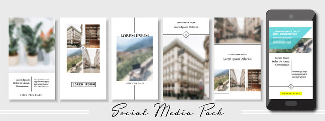 social media banner. Set of beige pastel stories and post frame photo templates. Vector cover. Endless puzzle layout for promotion. Design blur wallpaper web pack. Mockup for personal blog, shop. a4