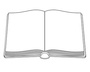 Open book - linear vector illustration for coloring. Open kigi pages copy space, for your text or image. Open blank diary or sketchbook - template for your content. Outline.