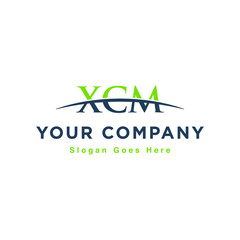 Initial letter XCM, overlapping movement swoosh horizon logo design inspiration in green and gray color vector