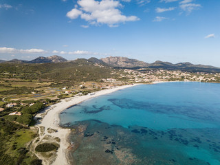 Aerial view of Pittulongu, White Beach in Olbia,
