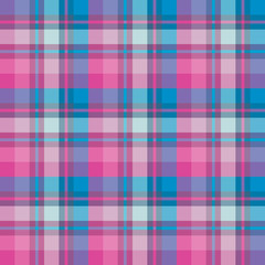 Seamless pattern in amazing bright pink and blue colors for plaid, fabric, textile, clothes, tablecloth and other things. Vector image.