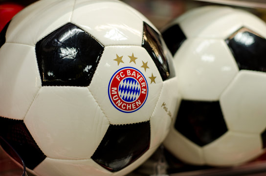 Soest, Germany - December 27. 2017: Ball With Logo FC Bayern Munich