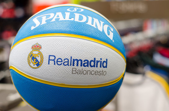 Soest, Germany - January 8, 2019: Real Madrid Baloncesto (English: Real Madrid Basketball) Ball Spalding.