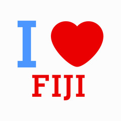 I Love Fiji with heart flag shape Vector