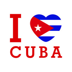 I Love Cuba with heart flag shape Vector