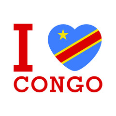 I Love Congo with heart flag shape Vector