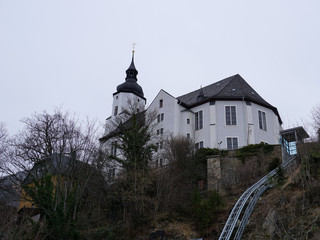 Fototapeta na wymiar St. Georgen Kirche in Schwarzenberg im Erzgebirge - St. Georgen church in Schwarzenberg in the Ore Mountains