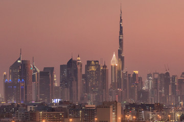 view of Dubai downtown with Burj Khalifa