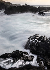 sunset over the white ocean in Sao Miguel, Azores Island