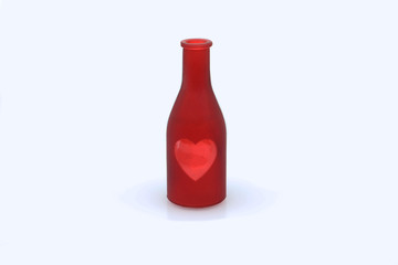 A red romantic bottle for Valentine´Day for decoration
