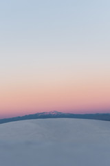 Sierra Blanca during sunset at White Sands National Park in Alamogordo, New Mexico. 